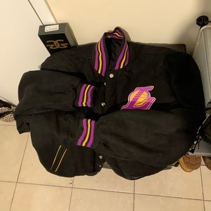 Black Reversible Lakers Varsity Jacket